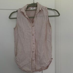 Uniqlo Light Pink Sleeveless Button-Down Shirt